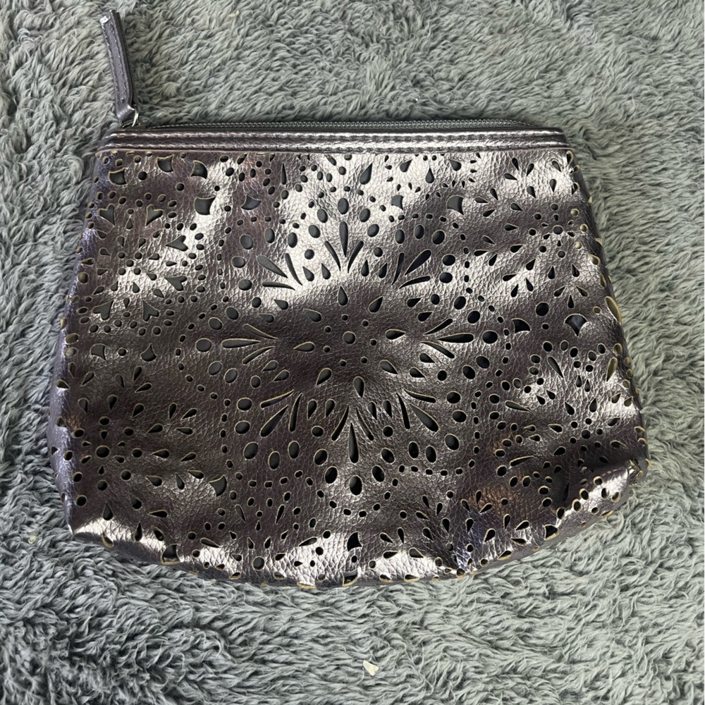 METALLIC LASER CUT COSMETICS MAKEUP BAG